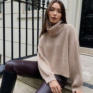 BABATON Guell Sweater Turtleneck Wool Crop Sweater Heather Cream Camel S Aritzia